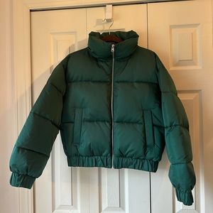 Abercrombie Emerald Cropped Puffer Jacket NWT